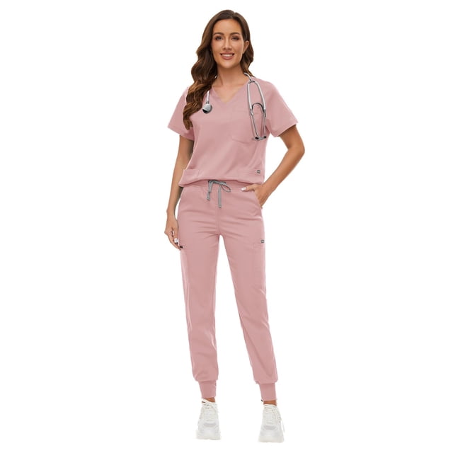 Set Scrub VIAOLI para mujer, pantalones deportivos con cuello en V y 8 bolsillos
