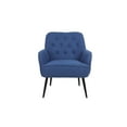 thumbnail image 3 of Accent Chair, Upholstered Armchair with Tufted Back and Armrest, Modern Mid Century Single Sofa Chair with Metal Legs Velvet Reading Chair for Living Room Bedroom Office, Easy Assemble, Blue, 3 of 9