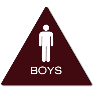 

California BOYS Restroom Door Sign-Brown / White (4 Units)