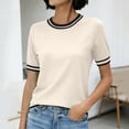 thumbnail image 5 of hotojiny Women's Striped T-Shirts Fashion Short Sleeve Basic Tees Crewneck Loose Fit Tops Casual Shirts Summer Trendy, 5 of 7