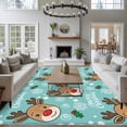 thumbnail image 4 of Christmas Blue 5'x7' Area Rug, Xmas Cute Elk Winter Leaves Cartoon Snowflake Washable Non-Slip Soft Rugs, Low-Pile Large Carpet for Living Room Bedroom Dining Room, Non-Shedding Accent Rug, 4 of 9