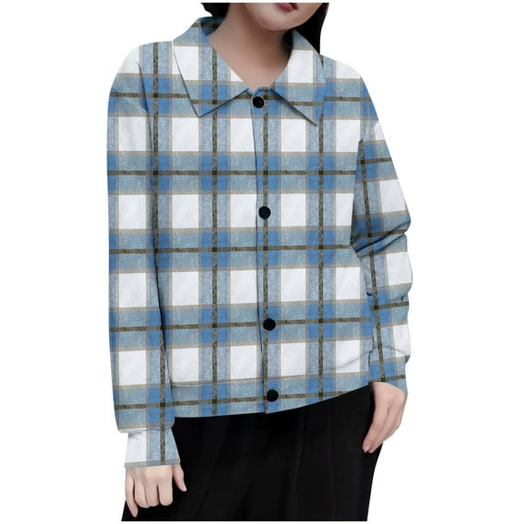 Jackets For Women Sevevn Women's Long Sleeve Jacket Fashion Printed Button Loose Blouse Lapel Lightweight Jacket