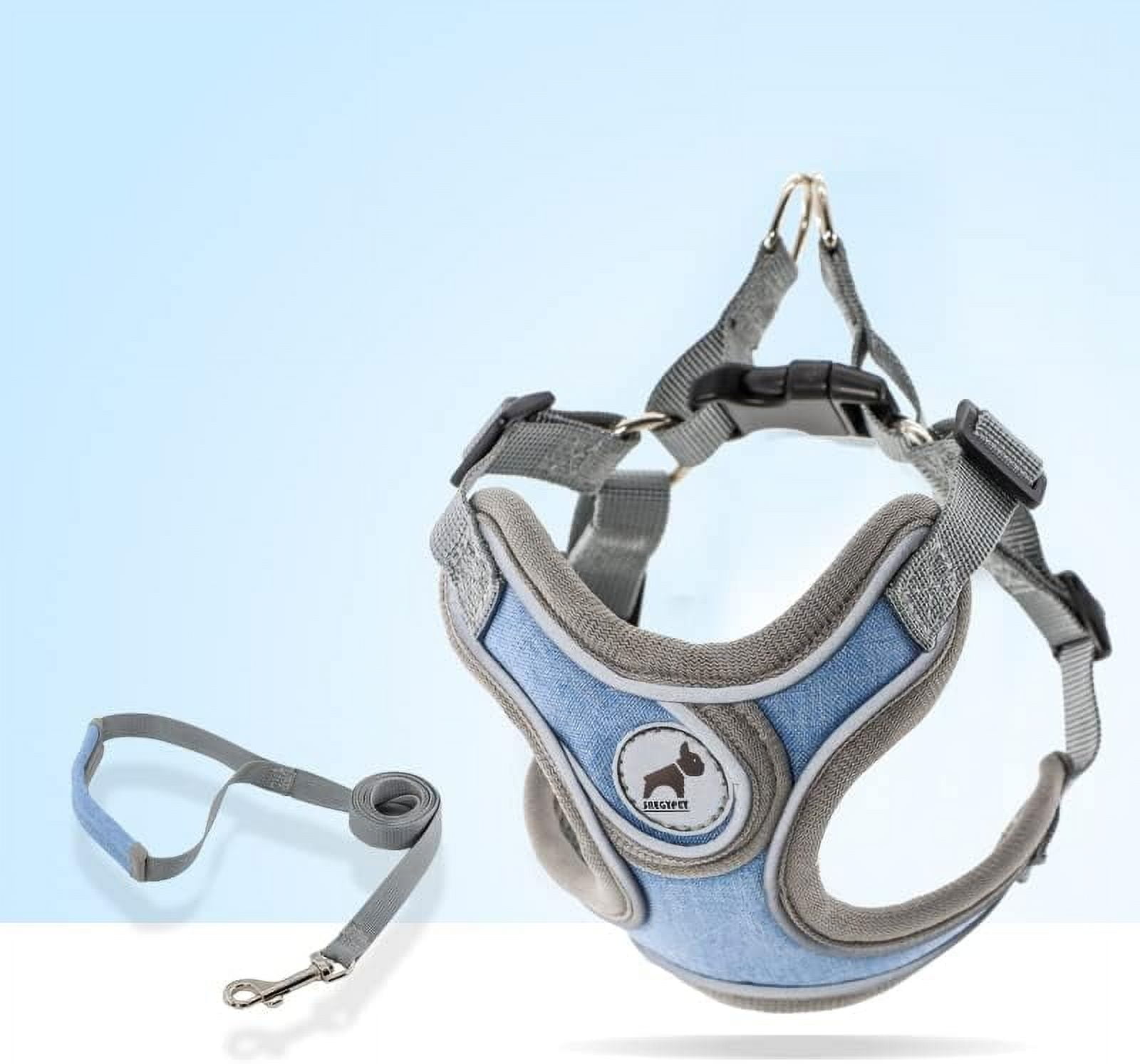 Dog Harness with Leash Set, Adjustable Step in Collars Harness with Breathable Padded Vest for Small Medium Large Dogs Training and Running(L, Blue)