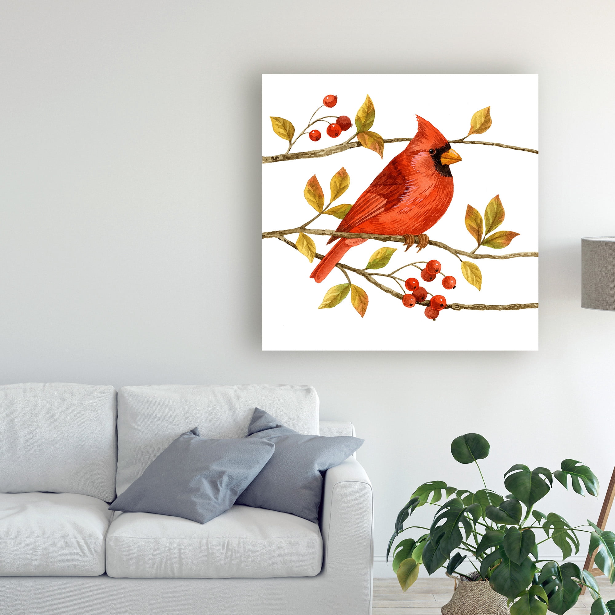 Trademark Fine Art 'Birds And Berries III' Canvas Art by Jane Maday