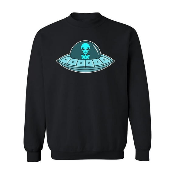 Blue Alien Ufo Sweatshirt Men -Image by Shutterstock, Male Medium