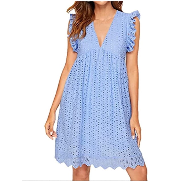 Vestidos Para Mujer Vestidos Casuales Moda Sólido Sin Mangas Cuello en V Ahueca Hacia Fuera Mini Cremallera Patchwork Bolsillo Mono Mameluco Odeerbi ODB152388
