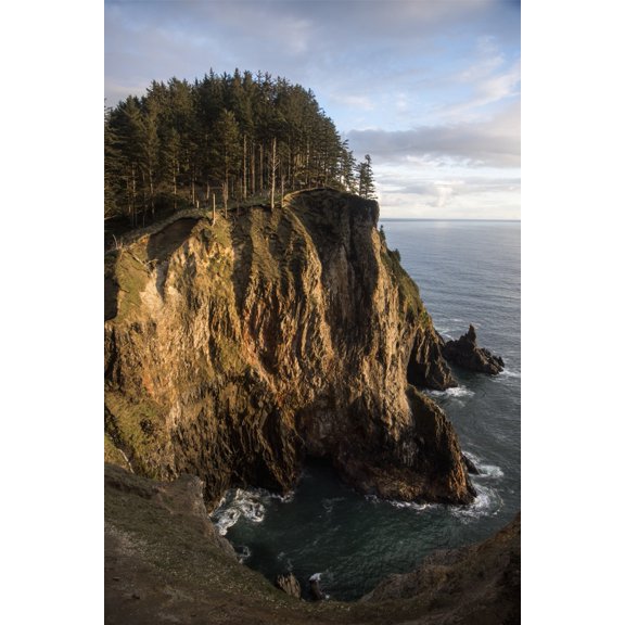 Tall cliffs are found at Oswald West State Park Manzanita Oregon United States of America Canvas Art - Robert L Potts Design Pics (12 x 19)