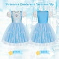 thumbnail image 6 of Jurebecia Cinderella Dress for Girls Kids Blue Princess Costumes Toddler Puff Sleeve up Fancy Birthday Party Ball Gown Halloween Birthday Party Outfits 100 cm 2-3 Years, 6 of 19