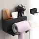 thumbnail image 1 of Soporte para secador de pelo en la pared - Adhesivo sin taladro y estante para el baño con ventosa y organizador de plástico blanco con control de cable, 1 of 6