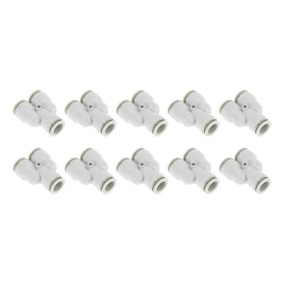 Unique Bargains Push to Connect Air Fittings 5/8" Y Type Air Line Quick Connector Plastic 10 Pcs White Silver Tone