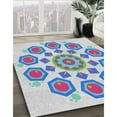 thumbnail image 3 of Ahgly Company Machine Washable Indoor Rectangle Transitional Pale Blue Lily Blue Area Rugs, 5' x 8', 3 of 7