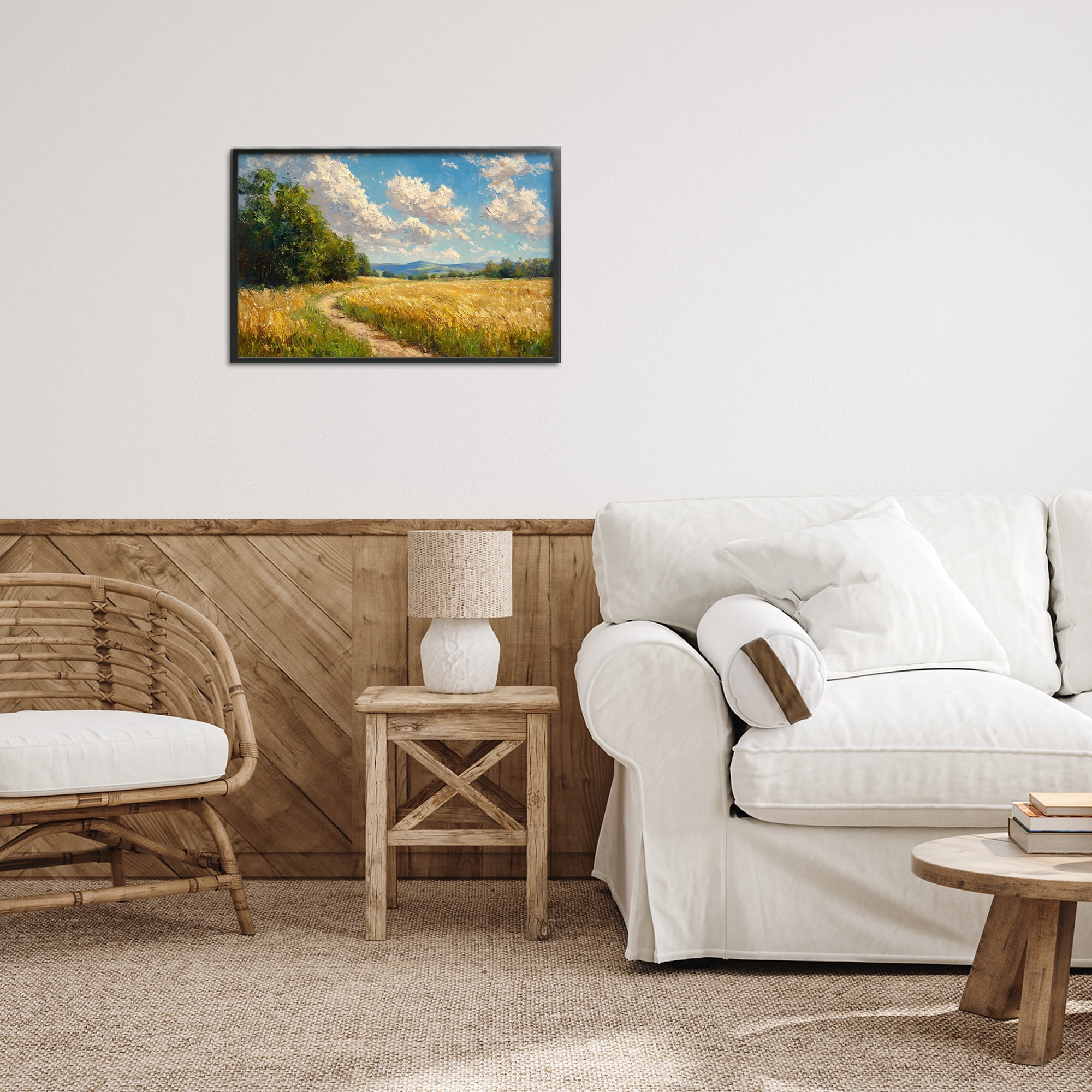 Stupell Industries Winding Path Through Wheat Field Black Framed Giclee Art, design by Creative Studio