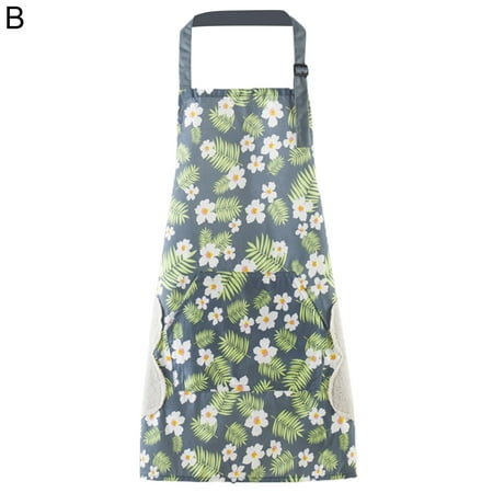 

WZF Breathable Kitchen Apron Stain Repellent Oil-proof Floral Print Design Chef Bib Household Supplies