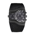 thumbnail image 1 of Trayknick Men Quartz Watch Waterproof Big Dial Multiple Time Zone Digital Display Dual Movement Precise Timing Faux Leather Strap Male Outdoor Sports Quartz Wristwatch for Daily Life, 1 of 12