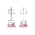 thumbnail image 4 of Clara Pucci 3Ct Pink Round Cut VVS1 Screw Back Stud 18k Solid hypoallergenic Gold Designer Earrings For April, 4 of 7