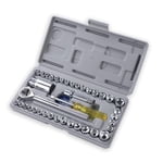 Socket Set Of 40-In-1 Multi Purpose Tool Kit W Wrench & Precision Sockets | Durable & Convenient Carrying Tool Case Wrench Opener | Chrome Vanadium Steel, Portability, Repair Tool Kit