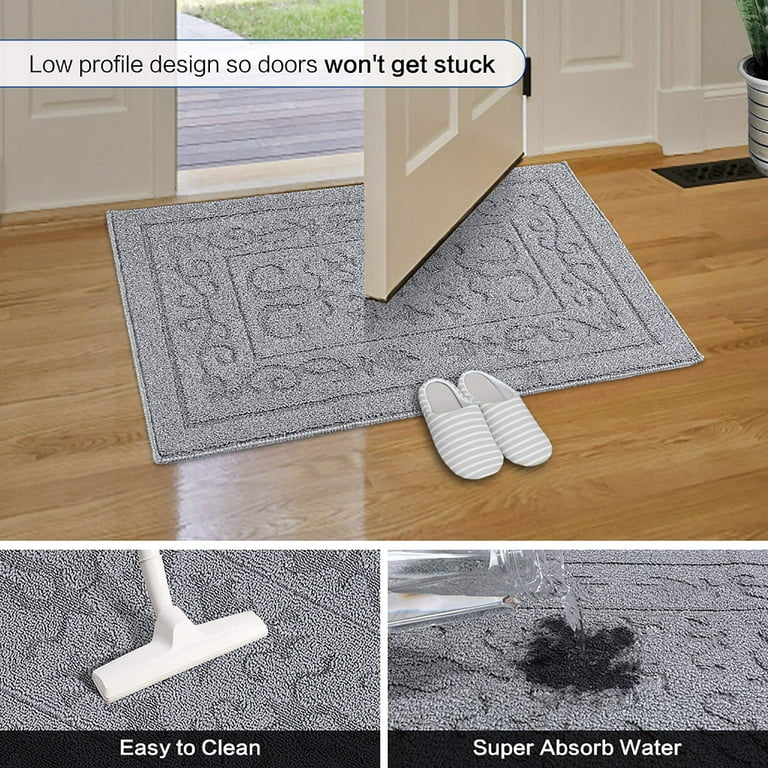 hicorfe Indoor Doormat,Front Back Door Mat Rubber Backing Non Slip Door  Mats 24x35 Absorbent Resist Dirt Entrance Doormat Inside Floor Mats for