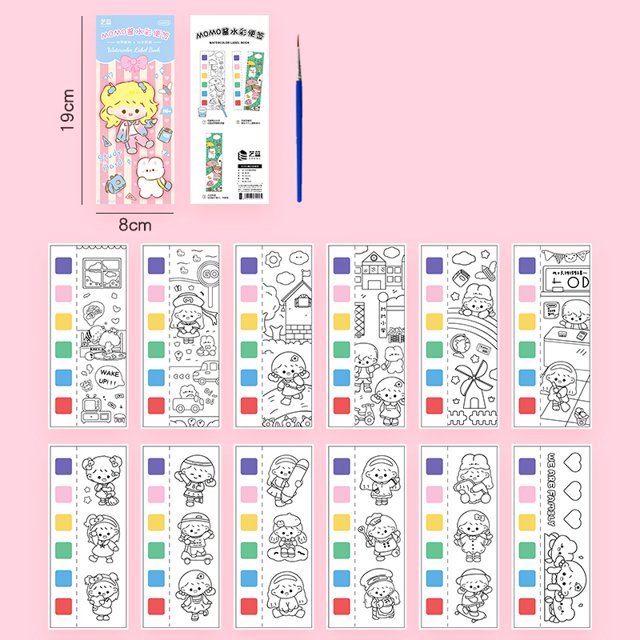 12 Hojas De Dibujos Animados De Acuarela Libro De Graffiti Estudiante Arte Para Colorear Imagen Dibujo Con Pincel
