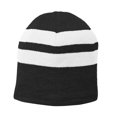 thumbnail image 1 of Beanie a Rayas forradas de vellón TOP HEADWEAR Beanie Negro blanco, 1 of 1