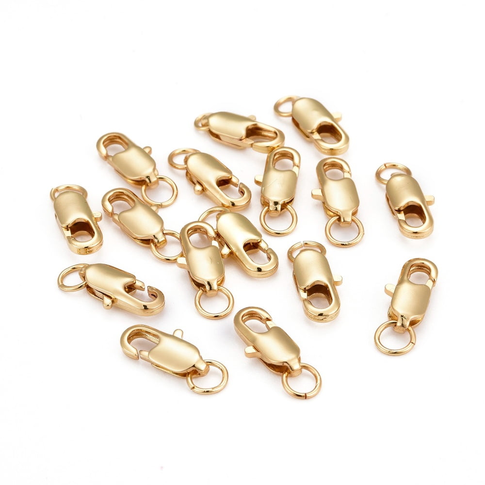 100pcs Grade AAA Brass Lobster Claw Clasps Cadmium Free & Nickel Free & Lead Free golden 12x6x3mm Hole: 3mm