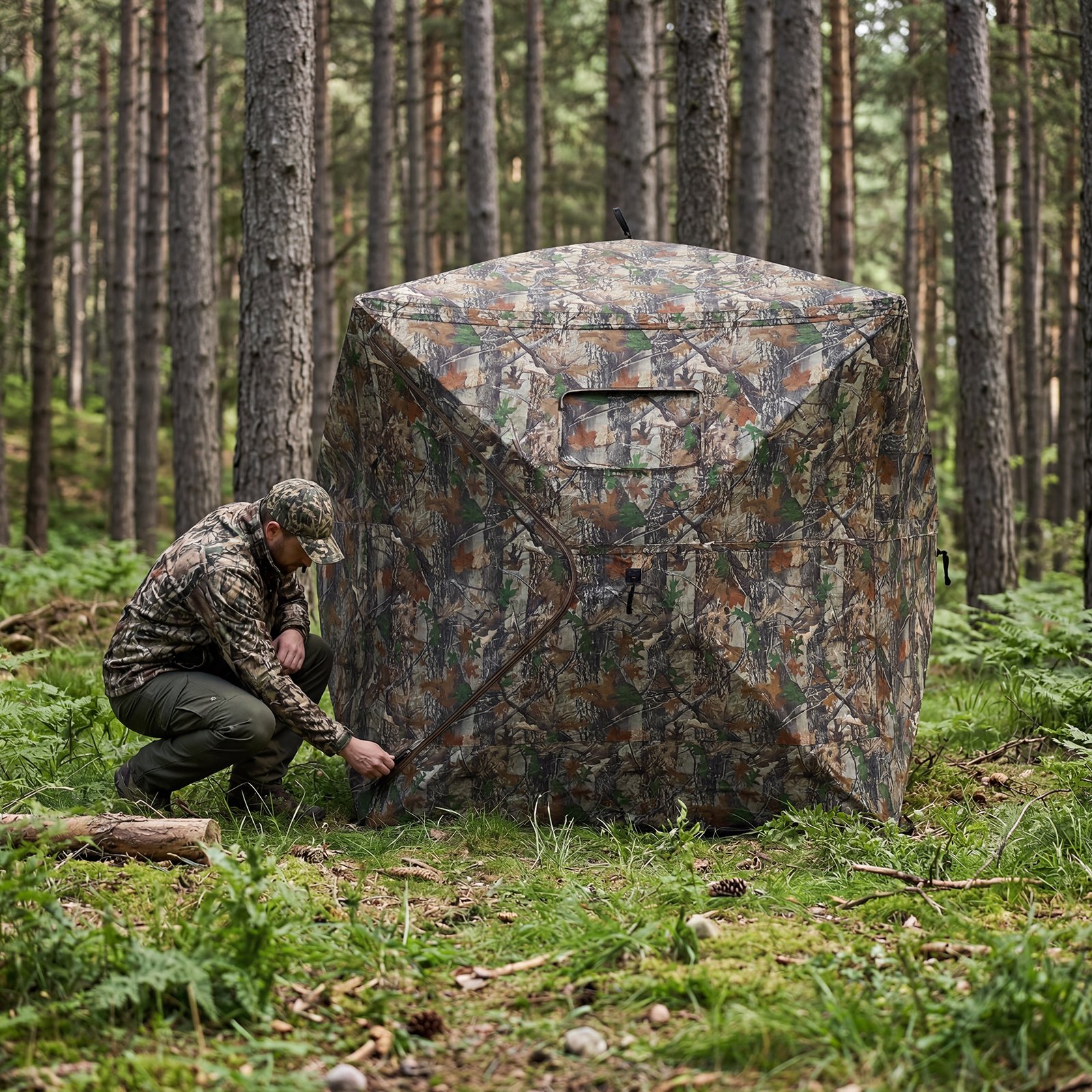 Hunting Blinds for Deer Turkey and Duck Hunting Portable Hunting Tent with See Through Panels Pop Up Ground Blind with Silent Windows Camo Concealment Weather Resistant Hunting Shelter