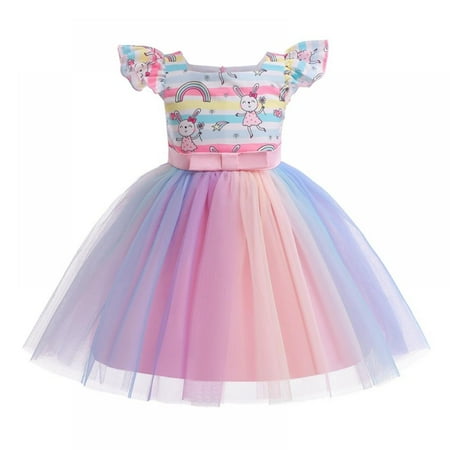 

Synpos Little Girls Party Wedding Formal Dresses Evening Mesh Lace Dress Kids Pageant Flower Girl Sleeveless Dress Birthday Gifts for Girls (2-10 Years)