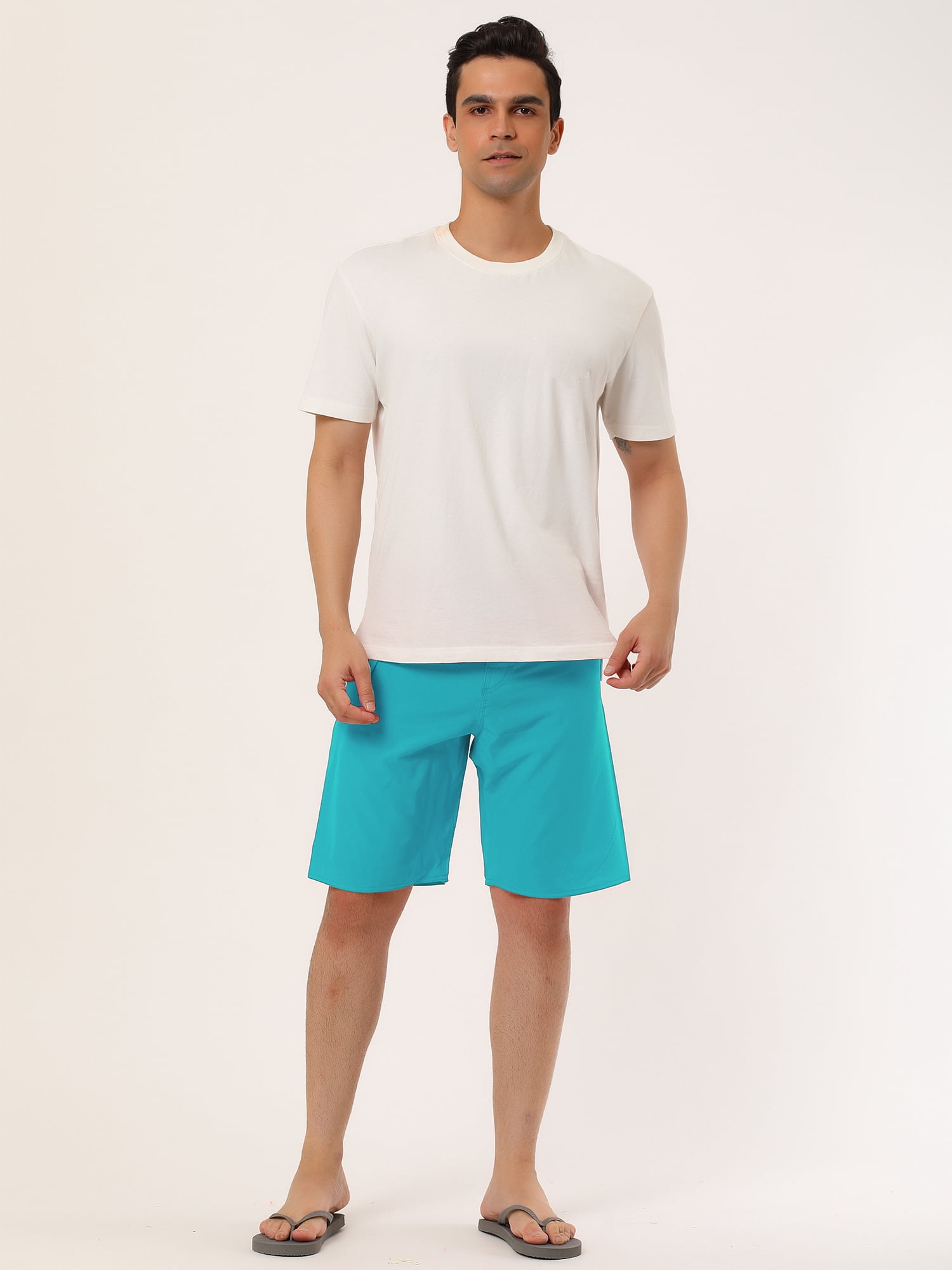 DARING DIVA Men's Drawstring Swim Shorts Elastic Waist Board Shorts 30 Blue