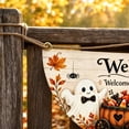 thumbnail image 5 of Halloween Half Fan Flag 2 Pack, 35.4 x 15.7 Inch Pumpkin Bunting Banners with 6 Metal Clips, Curved Porch Railing Fence Yard Outdoor Halloween Decor, 5 of 9