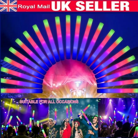 49PC Multi-Color LED Light Up Foam Sticks with 10  Hours Runtime and Multiple Lighting Modes