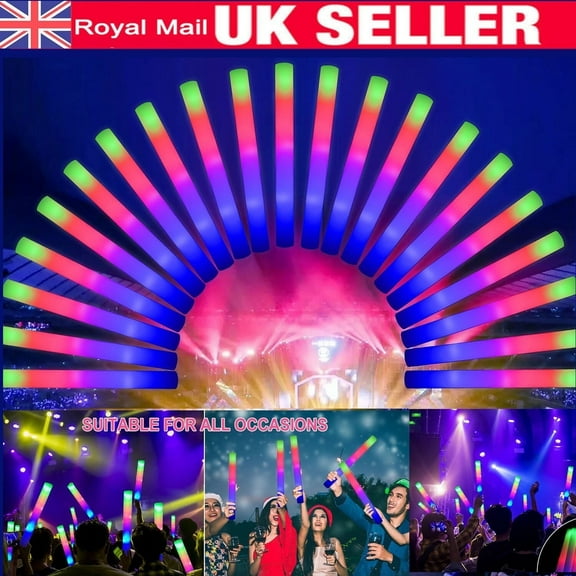 49PC Multi-Color LED Light Up Foam Sticks with 10  Hours Runtime and Multiple Lighting Modes