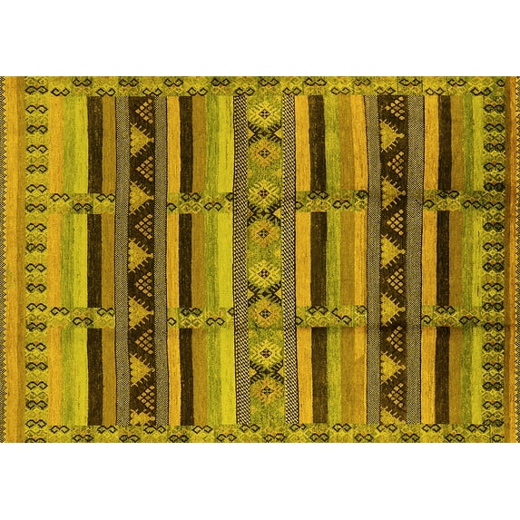 Ahgly Company Machine Washable Indoor Rectangle Oriental Yellow Industrial Area Rugs, 6' x 9'