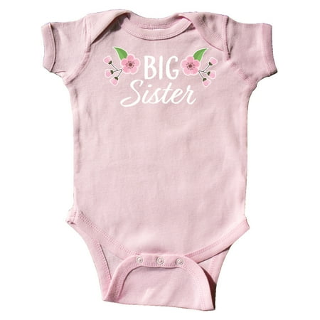 

Inktastic Big Sister with Pink Flowers Gift Baby Boy or Baby Girl Bodysuit