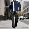 thumbnail image 2 of Wrtxtat Men's Casual Tracksuits Varsity Button Down Baseball Jackets and Sweatpants 2 Piece Outfit Activewear Jogging Sweatsuit Sets Navy XXL, 2 of 4