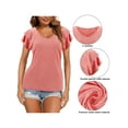 thumbnail image 6 of Deago Womens Summer Tops Ruffle Short Sleeve V Neck T-Shirts Casual Loose Fit Blouse Shirts (Pink, M), 6 of 10