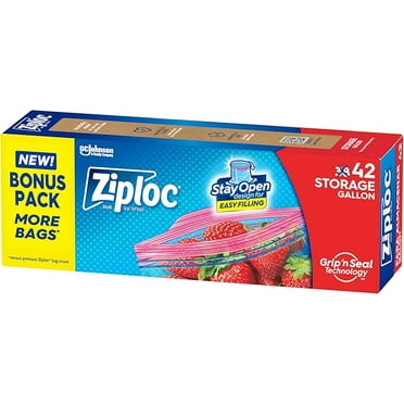 Ziploc Gallon Food Storage Bags, Stay Open Design with Stand-Up Bottom, Easy to Fill, 42 Count( Pack of 2 )