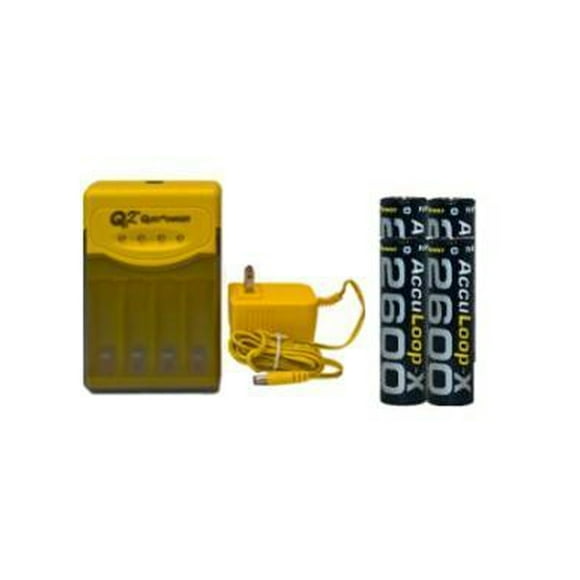 Quest Q2 Smart Charger + 4 AA AccuPower AccuLoop-X NiMH Batteries (2600 mAh)
