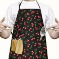 thumbnail image 2 of Black Christmas Cherry Pattern Apron-Garden Aprons for Women with Pockets-Cotton Linen Waterproof Kitchen Cooking Gardening Aprons Adjustable for Kitchen,Cooking,BBQ and Salon 33"x27", 2 of 7