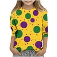thumbnail image 5 of CLOISE 3/4 Sleeve Kids Shirts Boys Girls Youth Mardi Gras Crew Neck Tops Print Casual Fashion Fall Winter Clothes Yellow 7-8T, 5 of 5