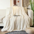 thumbnail image 2 of Junovo Super Soft Throw Blanket for Bed, Fluffy Cozy Plush Light Blanket, Washable Warm Furry Throw Blanket for Couch Sofa Chair Home Decor, 50"x60" ,Cream White, 2 of 7