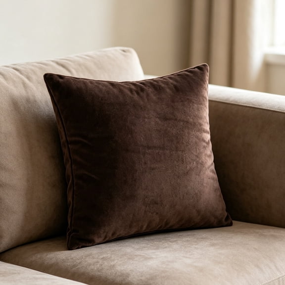 Solid Velvet Throw Pillow Cover Soft Plush Cushion Case With Piping Edge And Hidden Zipper For Sofa Couch Bedroom Decor Cover Only 17.7 Inches