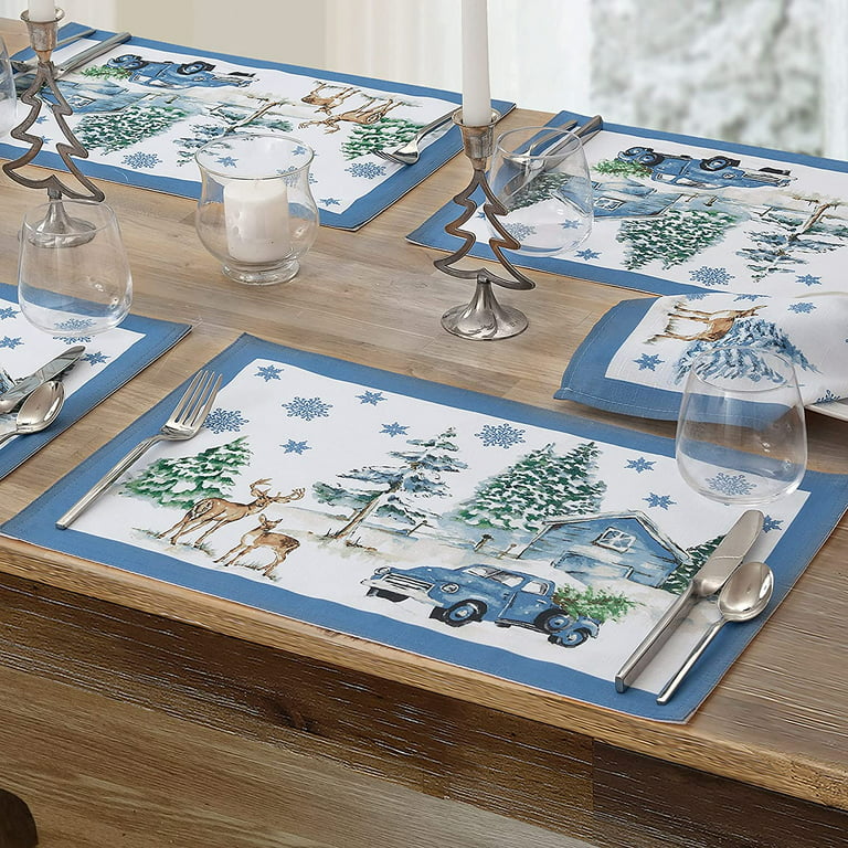 Pimpernel Evergreen Placemats, Set of 4, Cork-Backed Board, Azure, Hard, Heat  Resistant Mat, Wipeable Placemat,15.7 x 11.7 Inch in 2023