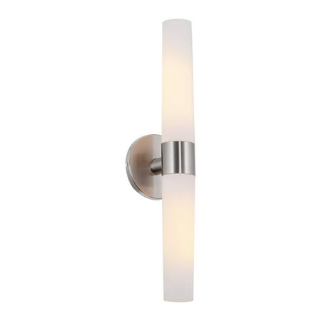 

Kira Home Duo 21 Modern Wall Sconce with Frosted Opal Glass Shades for Bathroom/Vanity Brushed Nickel Finish