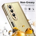 thumbnail image 2 of Dteck Case for Samsung Galaxy Z Fold 3,Luxury Leather Built-in Screen Protector Case Shockproof Electroplated Hard PC Bumper Cover for Galaxy Z Fold 3 5G,Gold, 2 of 9