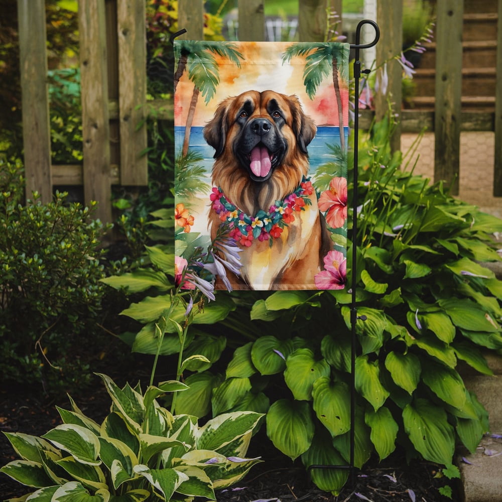 Leonberger Luau Garden Flag 11.25 in x 15.5 in
