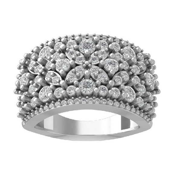 Araiya Fine Jewelry 10K White Gold Round-shape Lab Grown Diamond Fashion Band Ring ( 2 cttw, D-F Color, VS Clarity) Size 5