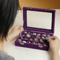 thumbnail image 3 of Caja de franela para 24 pendientes y joyas, caja de exhibición con tapa, caja transparente para anillos, caja para decoración de uñas, caja para guardar pendientes y joyas, 3 of 5