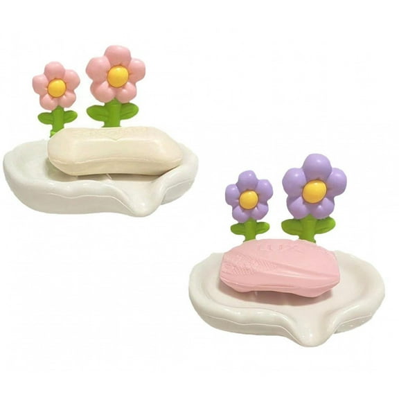 Wisolt Cute Sunflower Soap Dish, Non-Draining Feature, for Bathroom & Kitchen Use