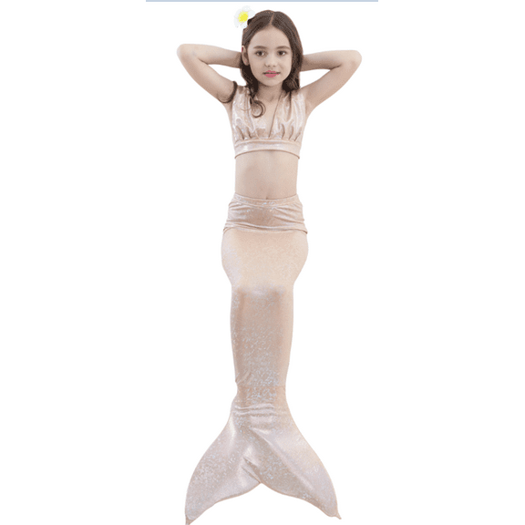 Wenchoice Beige Shinny Mermaid Tail 3 Pieces Swimming Suit S(1-2Y)