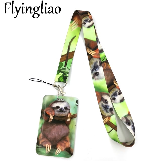 Real Animal Sloth Key lanyard Car KeyChain ID Card Pass Gym Mobile Phone Badge Kids Key Holder Jewelry Accessories Decorations Neck Strap Holder