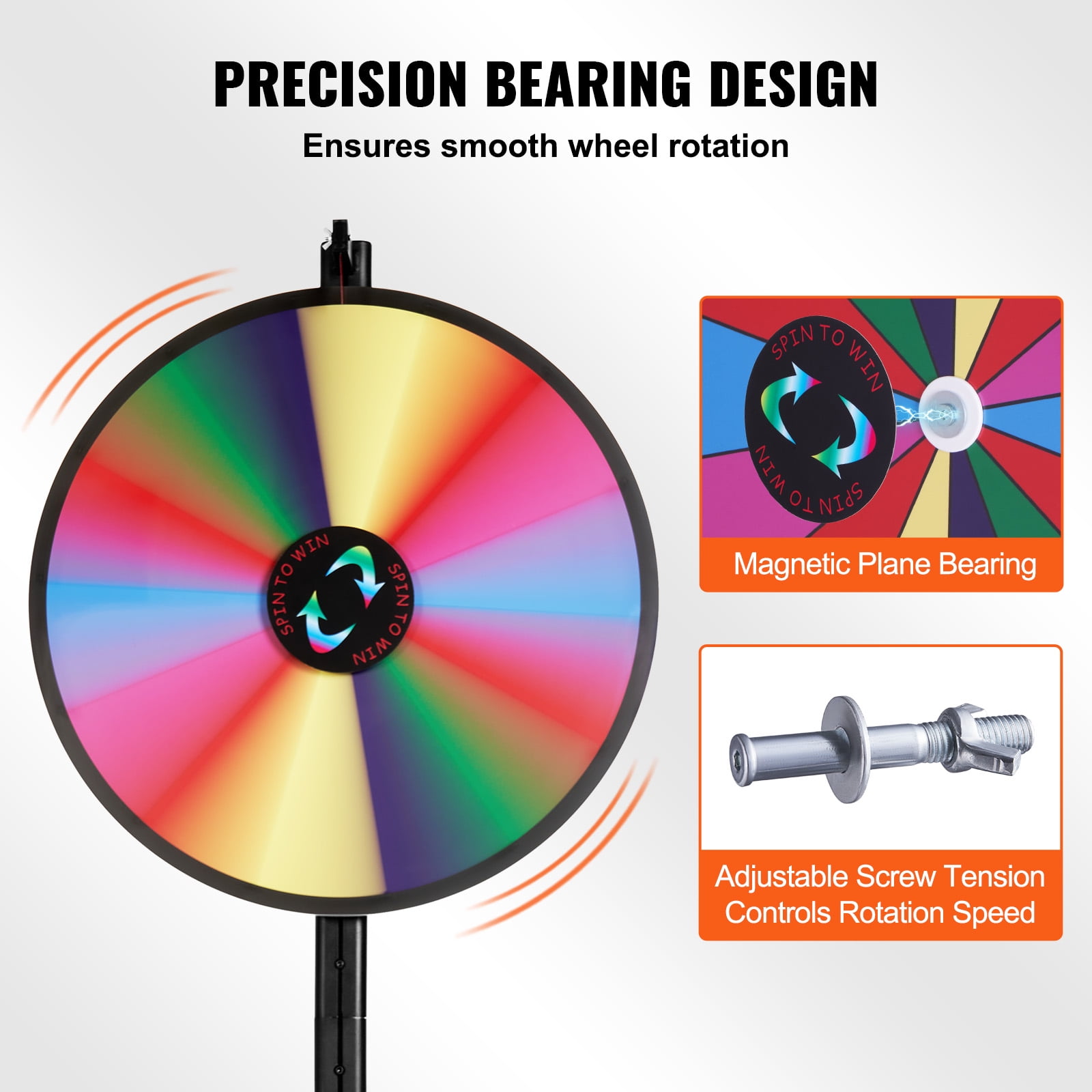 KFFKFF 24-inch Rotating Reward Wheel, 14-Slot Spin Wheel, Game Wheel with Dry Erase and Dual Markers, Suitable for Tabletop or Floor Use in Parties, Pubs, Trade Shows, and Carnivals